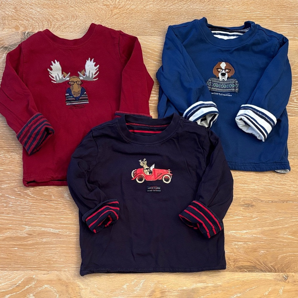 Janie and Jack reversible Long Sleeve Animal Print Shirts - Red, Blue, Navy